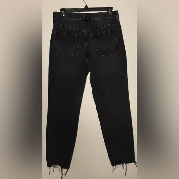 We The Free- High Rise Black Distressed Faded Button Fly Raw Hem Jeans- Size 28R - Picture 2 of 9